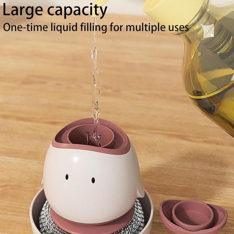 Dish Brush with Soap Dispenser, Automatic Liquid Dishwashing Brushes,Kitchen Scrub Brush for Dishes Pots Pans Sink Cleaning, Cute Chick-shaped Dish Scrubber with Holder Set - Image 2